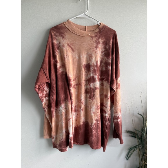 We The Free Tops - We The Free Free People Tie Dye Oversized Long Sleeve Tee Rust Peach Large 355